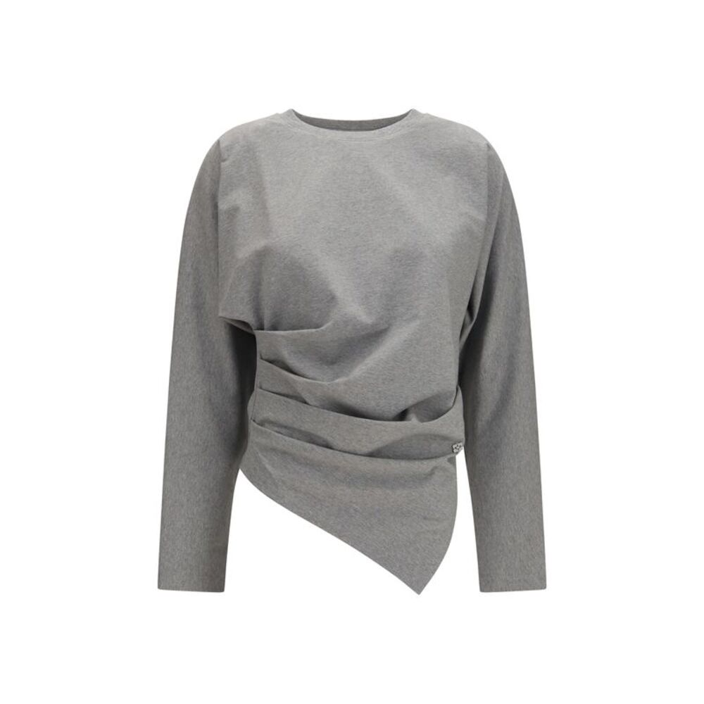 Ganni Women Ganni Women Asymmetric Draped Stretch Cotton Top